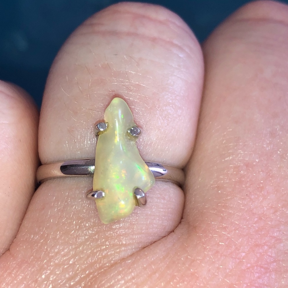 Sterling silver and genuine Ethiopian opal ring size 9